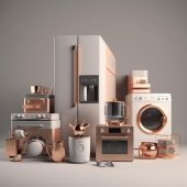 Arafed kitchen appliances and appliances are arranged in a row generative ai _ Premium AI-generated image